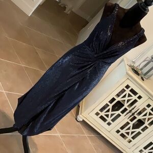 Ramy Brook Elegant Navy sparkle dress, twist front with plunging necklin…